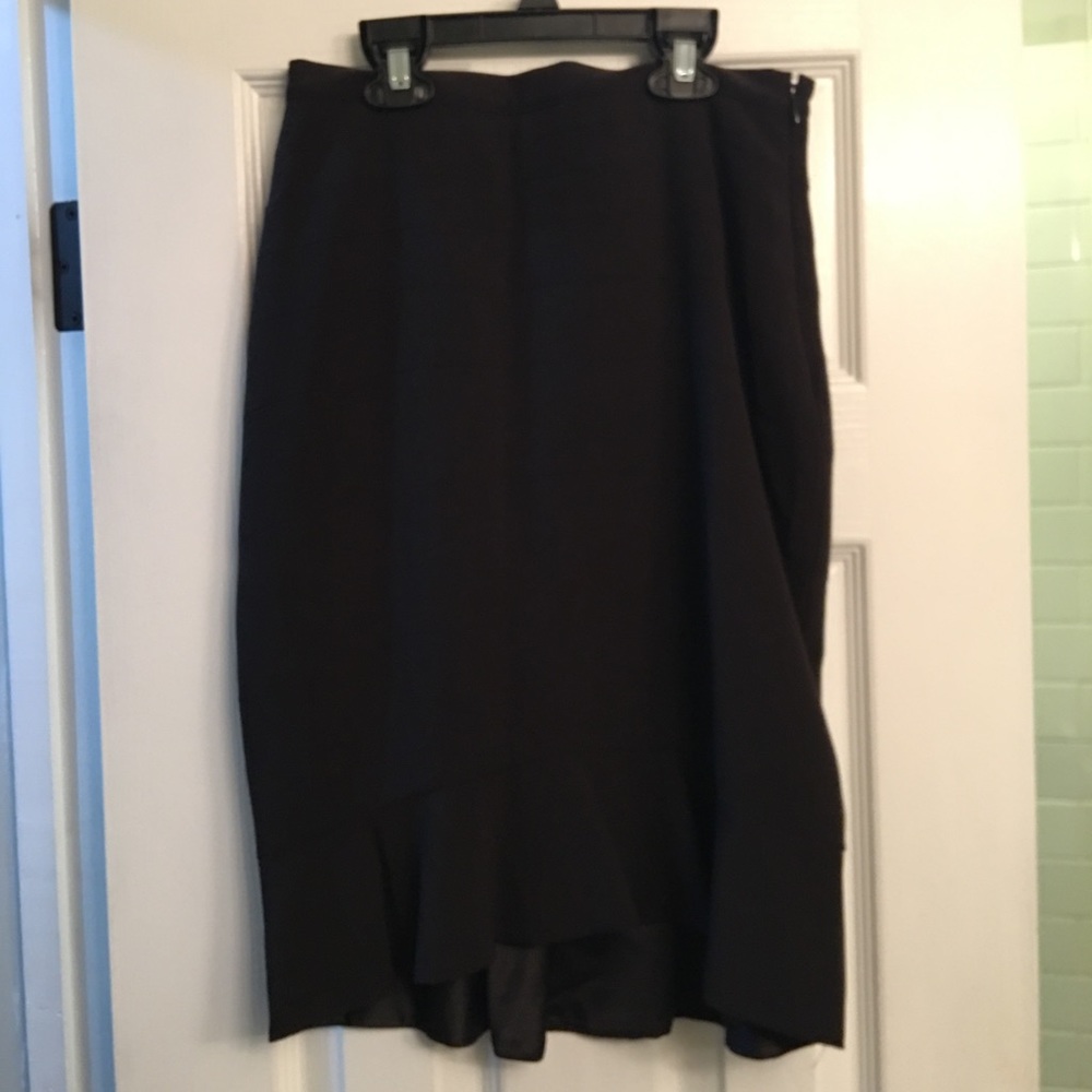 Black ruffle pencil skirt